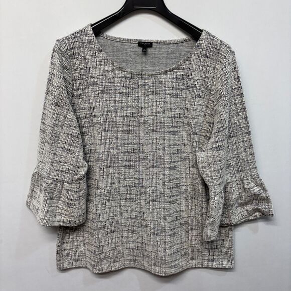 Talbots Women 3/4 Sleeve Blouse Top Shirt Size 3X Cotton Blend Gray C031 -13 - Picture 1 of 15